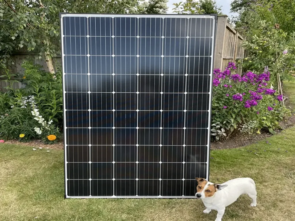 view of monocrystalline solar panels
