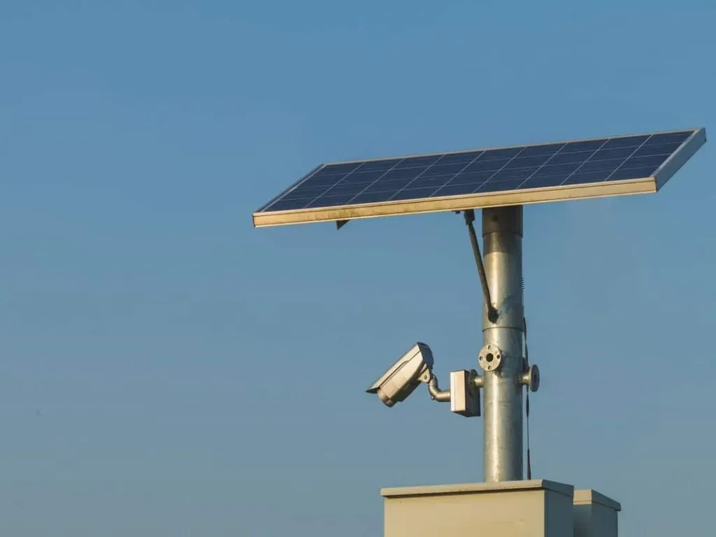 solar panels for security cameras on the roof