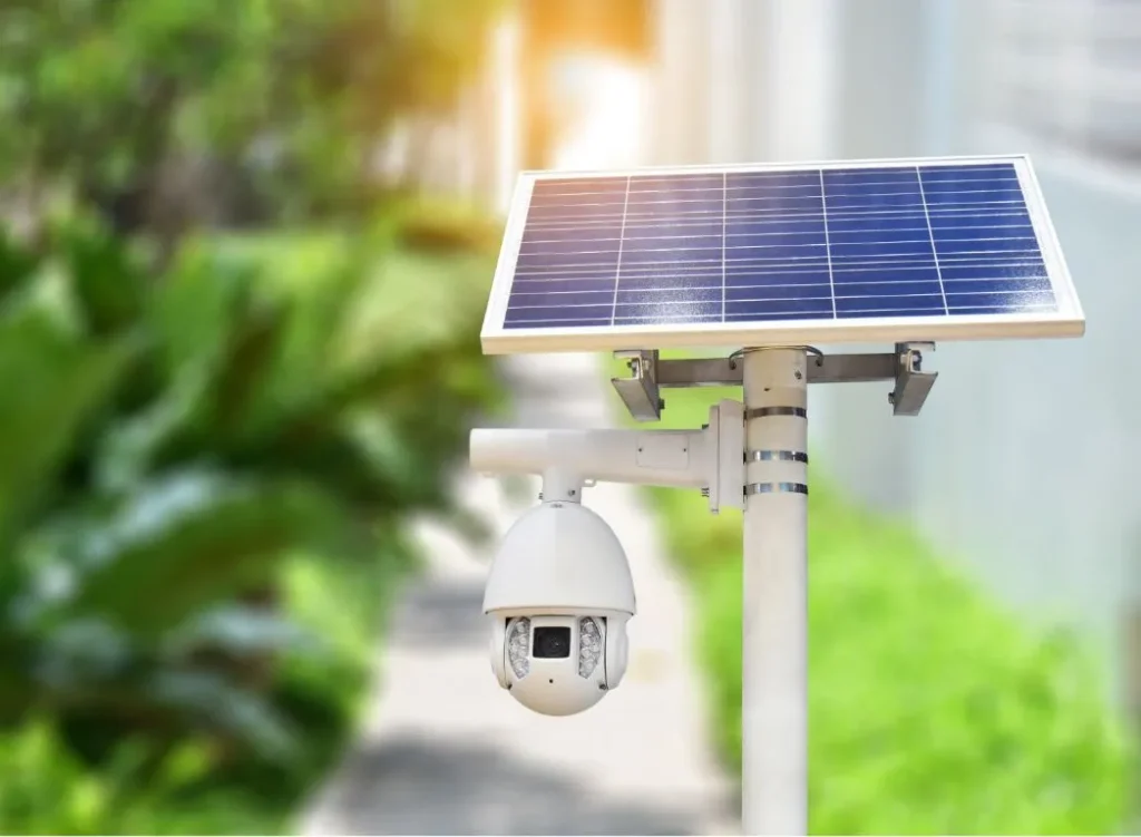 standard installation of a solar panel for service cameras