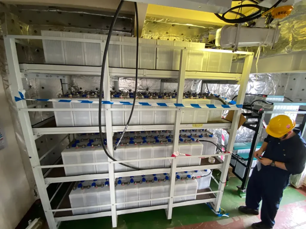 view of nickel-cadmium batteries