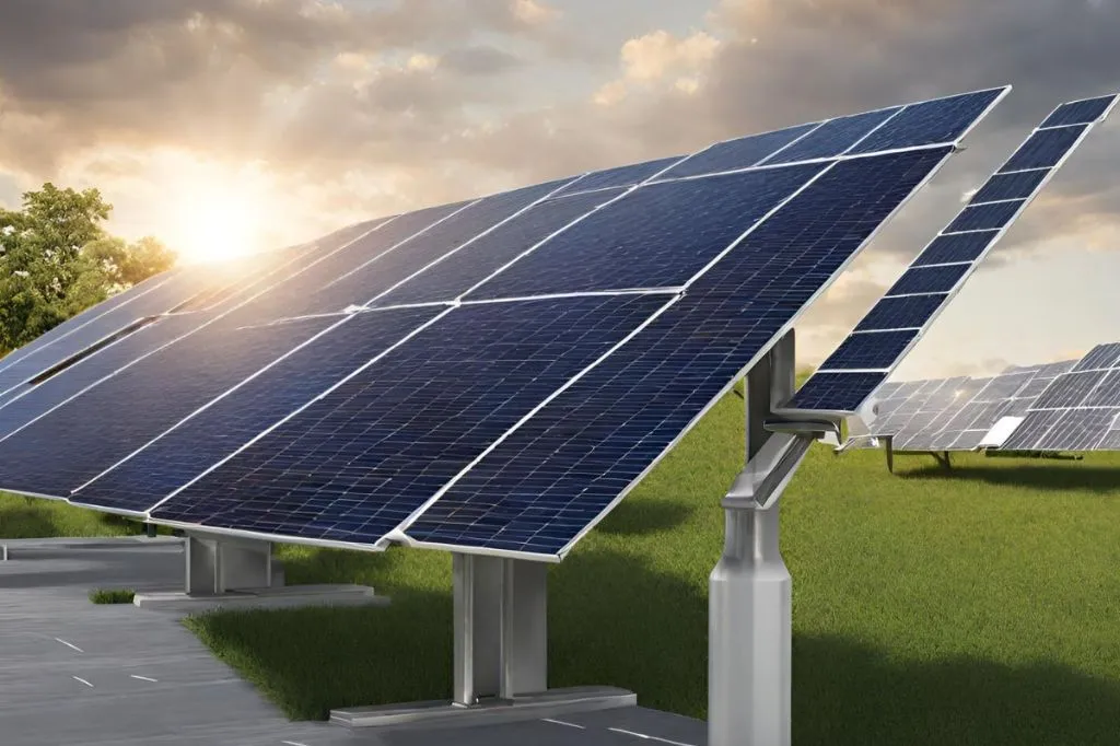 smart solar panels against the backdrop of the rising sun