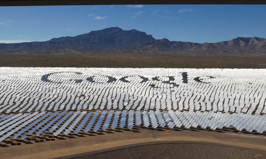 the Ivanpah solar electric generating system in the Mojave desert near the California-Nevada border.