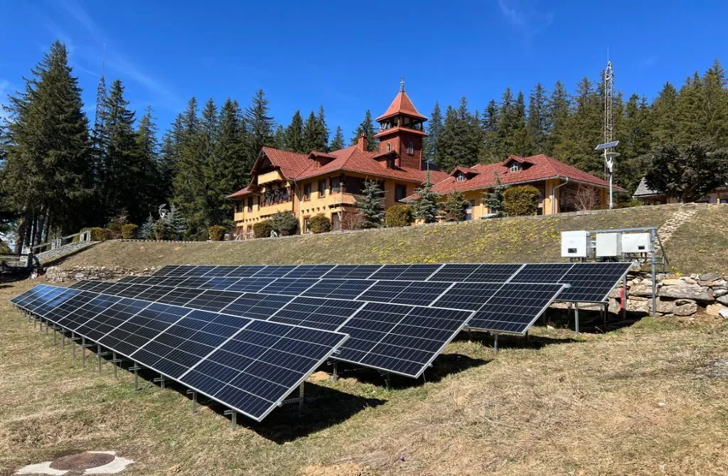 Solar panels near the house at the remote location