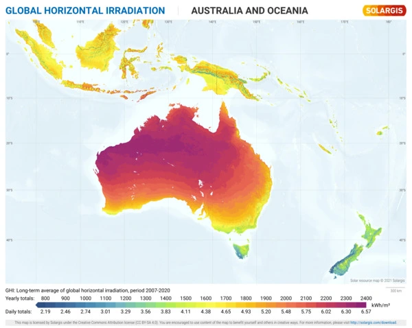  Solar irradiation in Australia and Oceania
