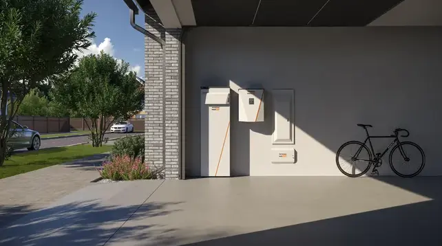 Generac PWRCell solar battery mounted inside a garage.