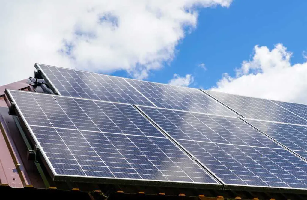 Solar panel installation on the roof