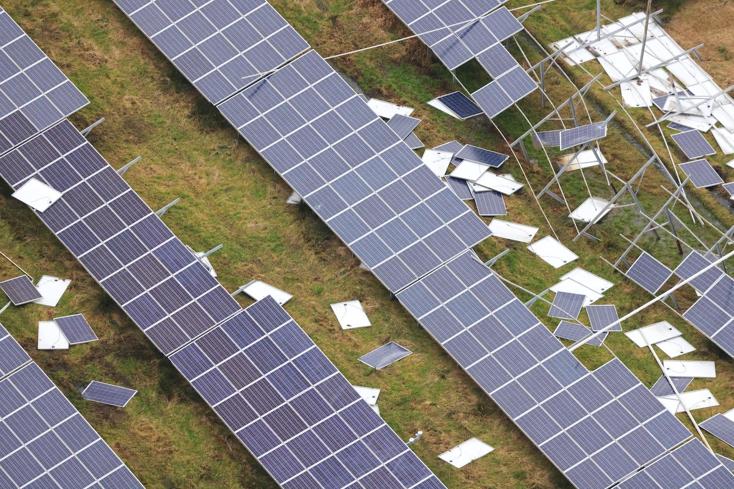 Solar panels were damaged by the hail storm on, June 13, 2018, in Fountain, Colorado