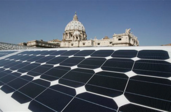 Solar panels on the roofs of the Vatican Hall.