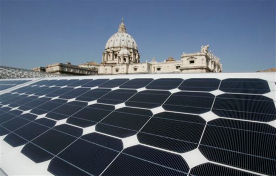 Solar panels on the roofs of the Vatican Hall.