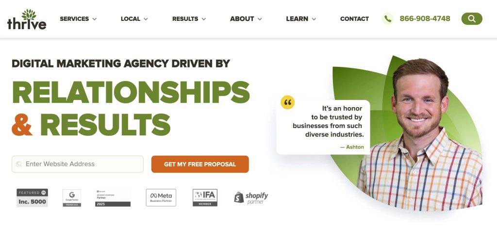 Thrive homepage - Combine SEO, CRO, & PPC